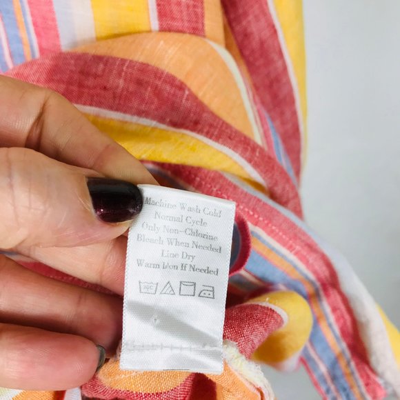100% LINEN Coldwater Creek Multicolor Striped Blouse - Picture 7 of 7